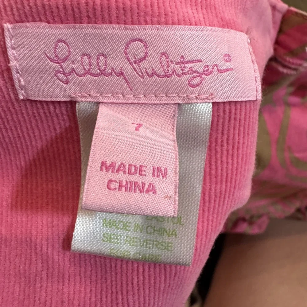Lilly Pulitzer Reversible Girls Pink Corduroy Skirt Ruffle Hem Size 7‎